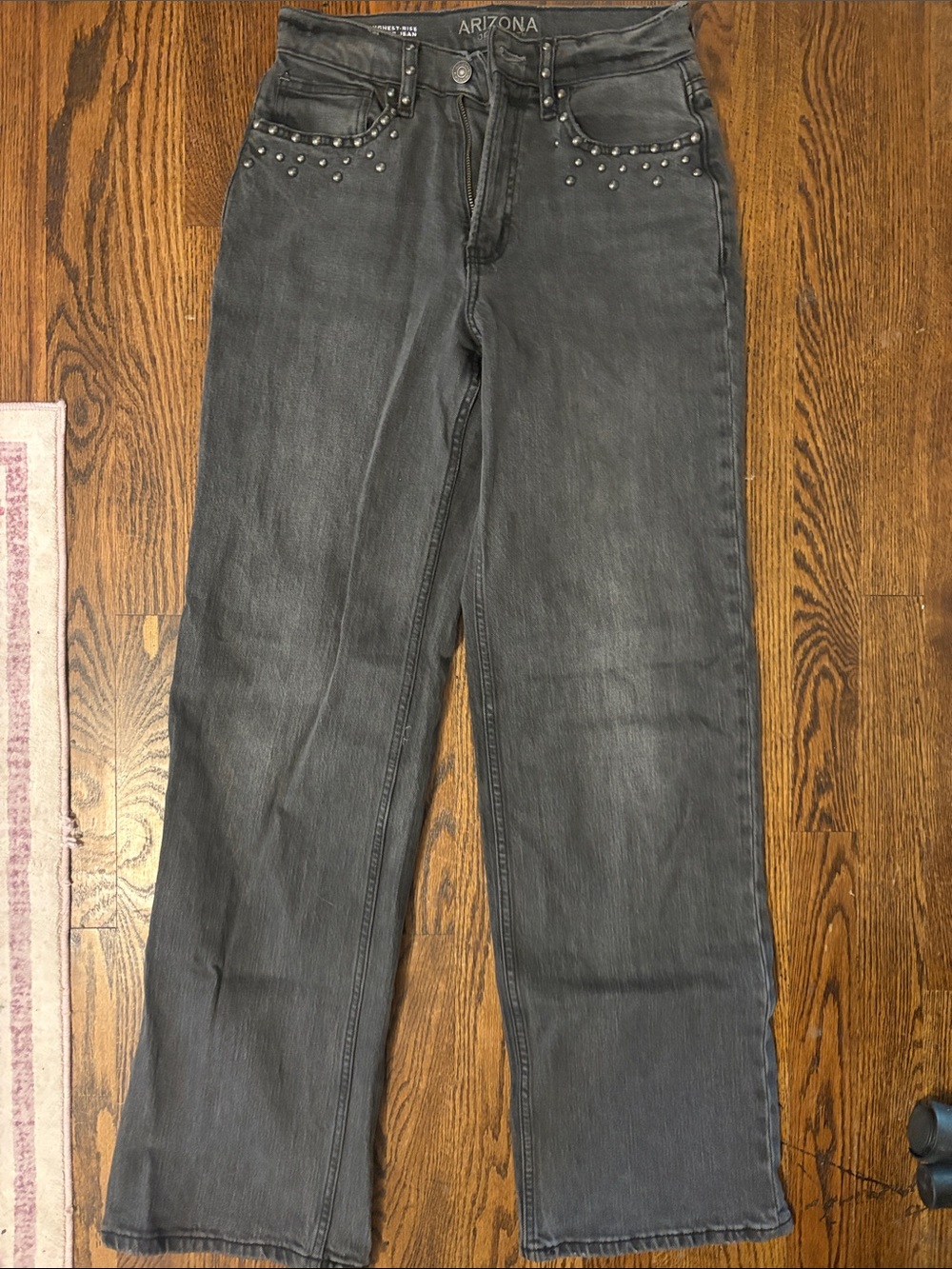 Arizona Jean Company Gray Studded Wide-Leg Jeans